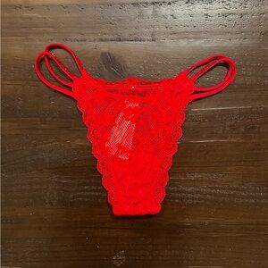 Victoria's Secret Shine Strap Red Lace Brazilian Panties
